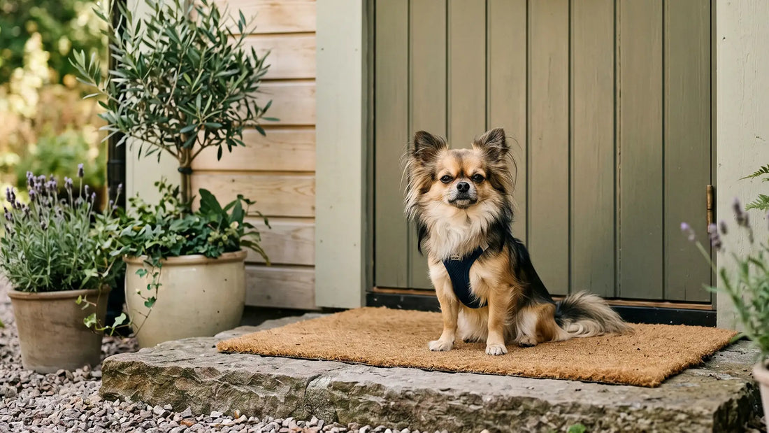 Pieni chihuahua vartioi ylpeänä ovella