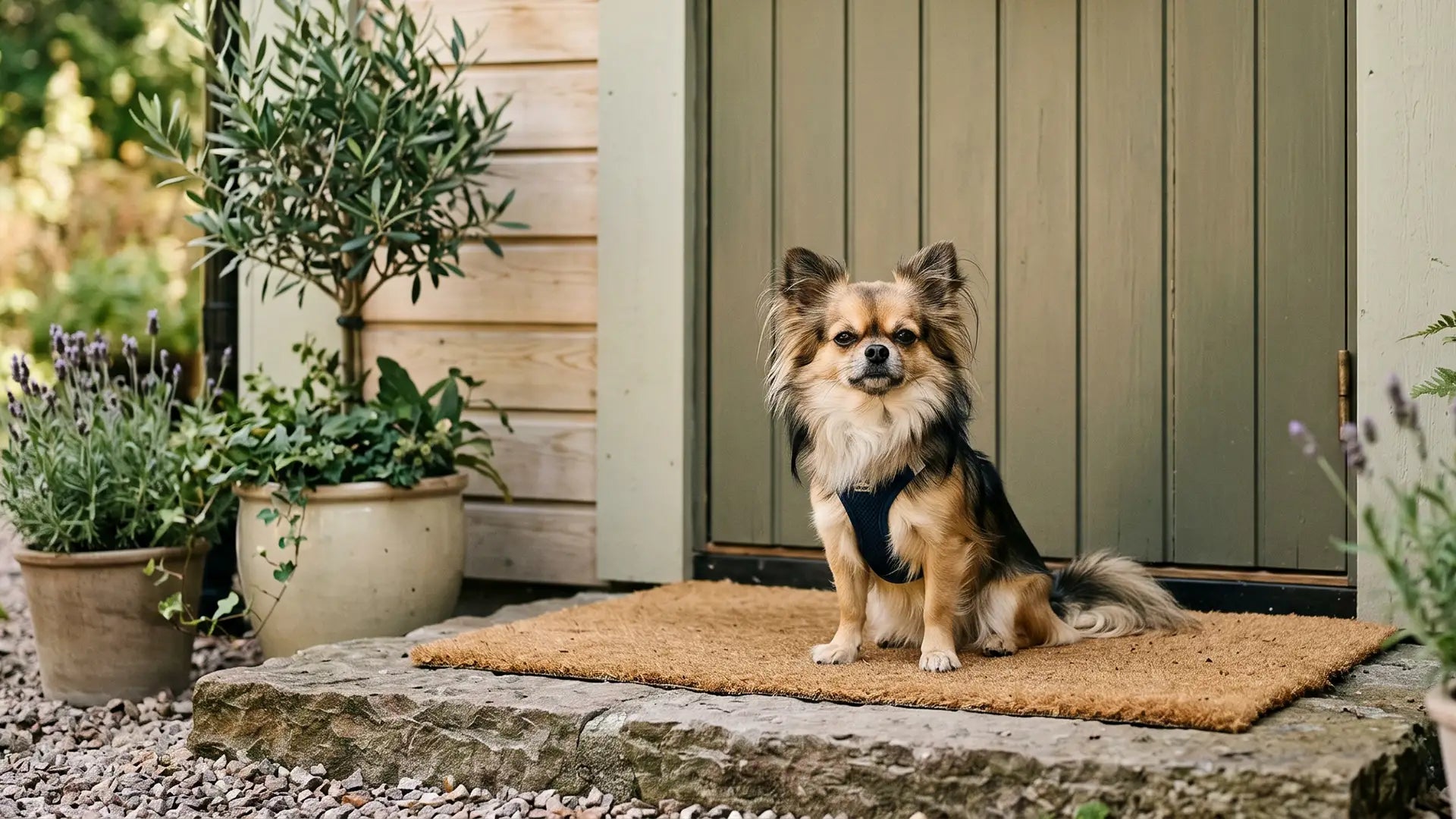 Pieni chihuahua vartioi ylpeänä ovella
