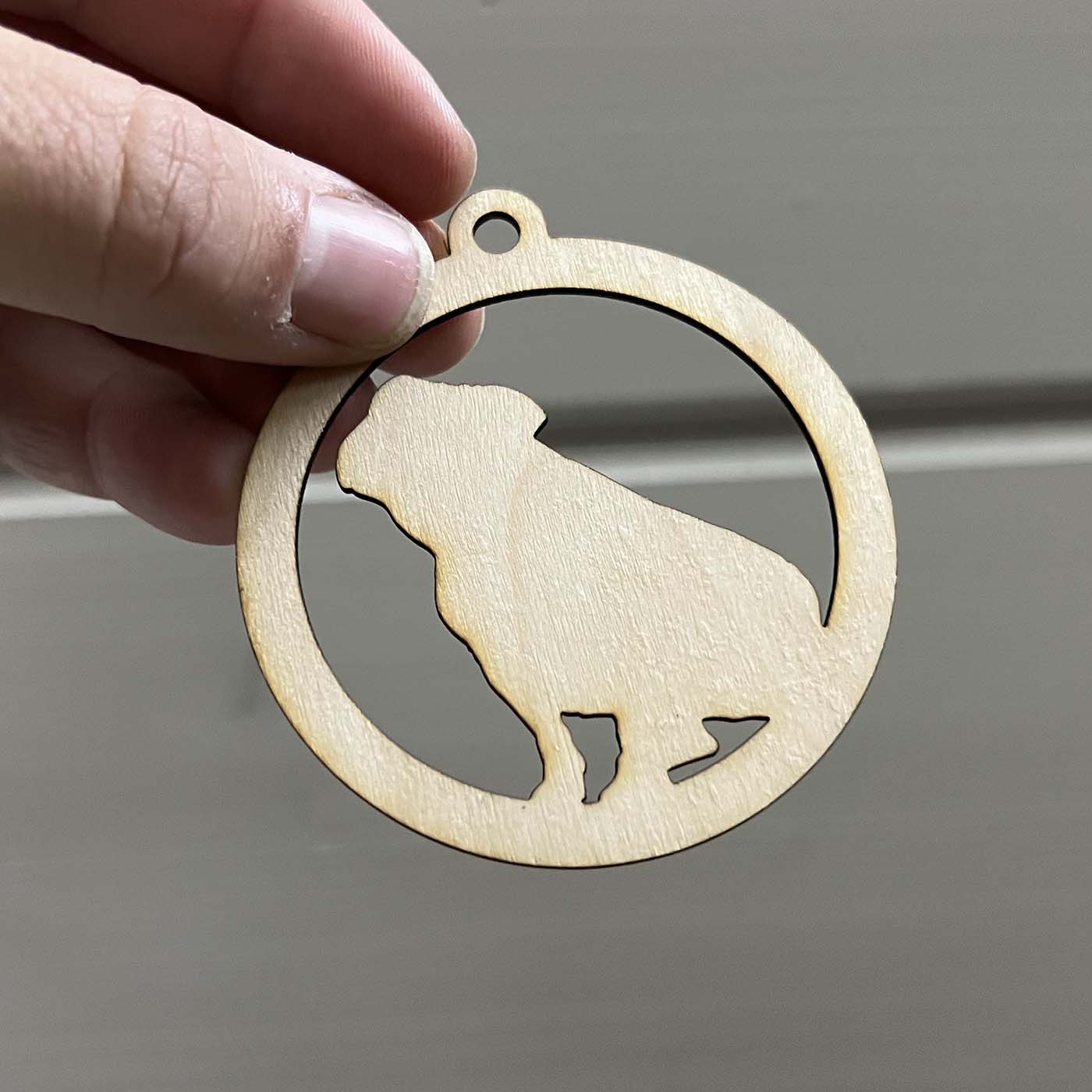 Joulukoriste kuuseen koiran kuvalla