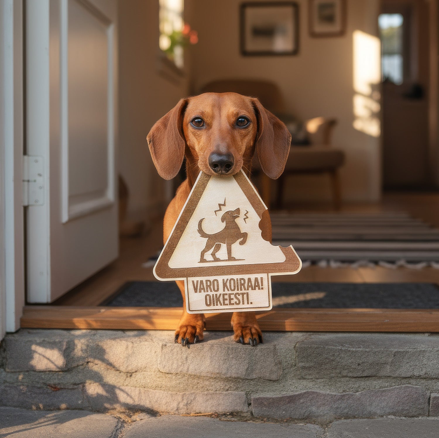 Hauska varo koiraa kyltti